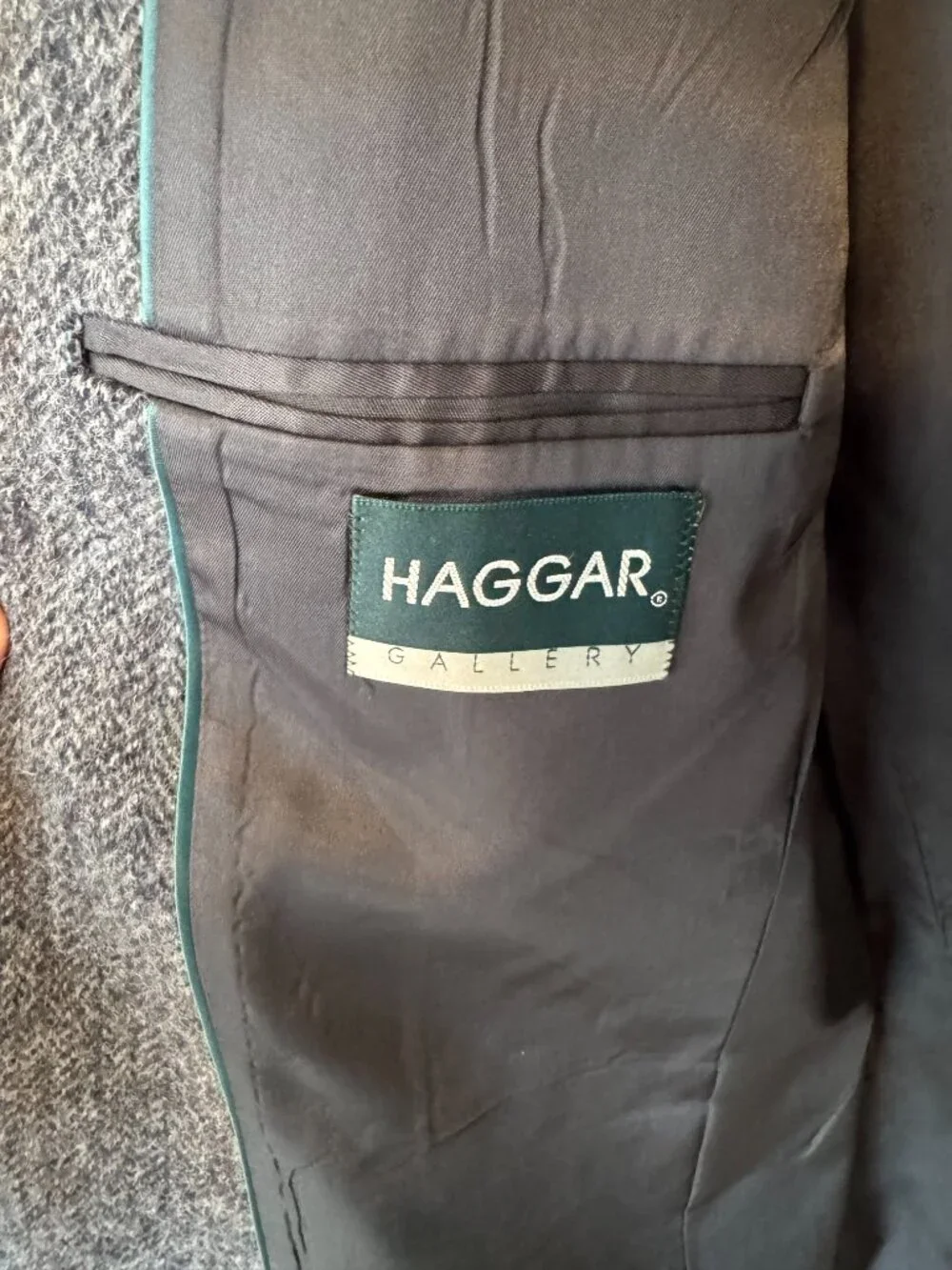 Vintage Haggar Gallery Gray Herringbone Blazer Sport Coat Made USA